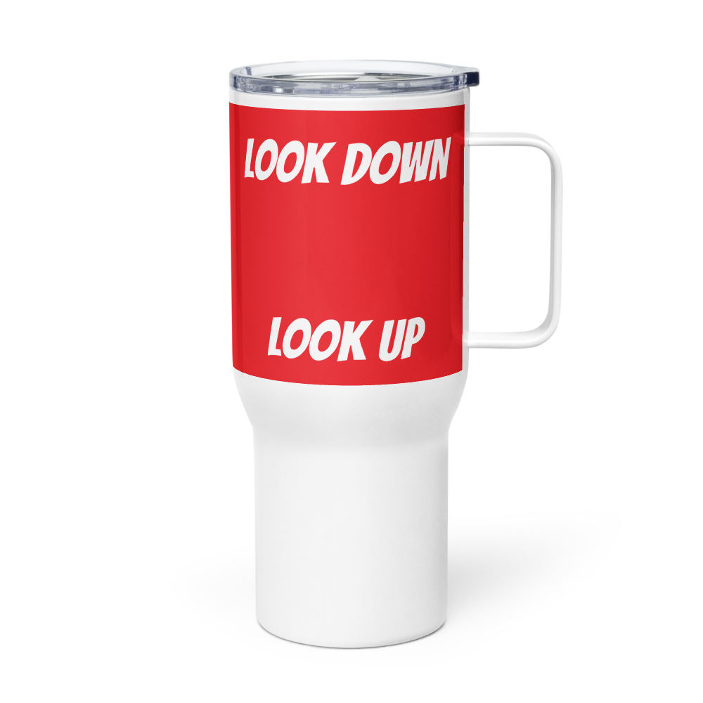look up look down coffee mug coaster travel mug