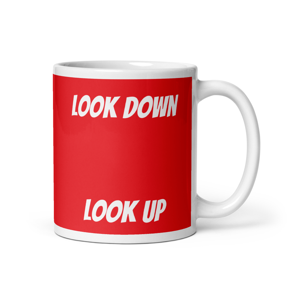 look up look down mug